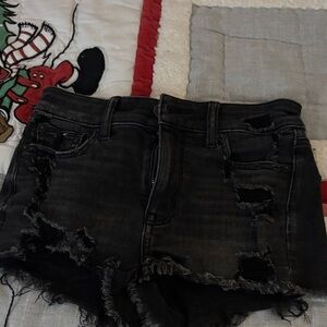American Eagle Outfitters Black Distressed Jean Shorts